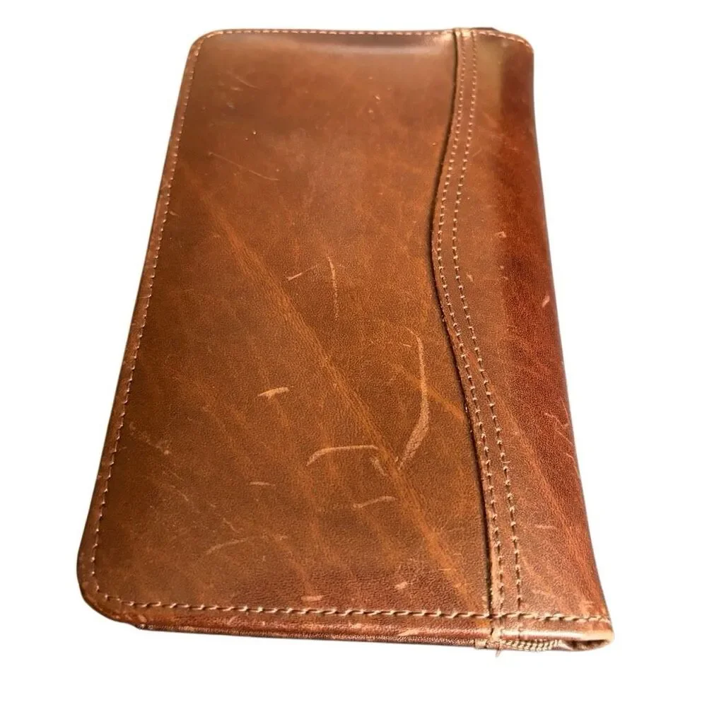 Day-Timer 7 1/2” x 4 1/2” Brown Genuine Leather Planner